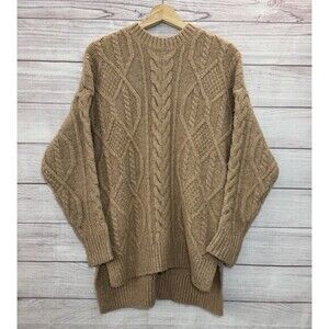 UGG Raelee Tan Wool Blend Cable Knit Sweater Long Sleeve Size SMALL